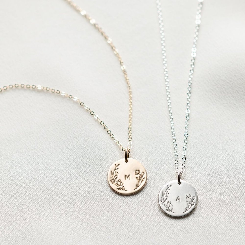 Floral Letter Minimalist Simple Initial Bohemian Gold Personalized Gift Necklace - Picture 1 of 16